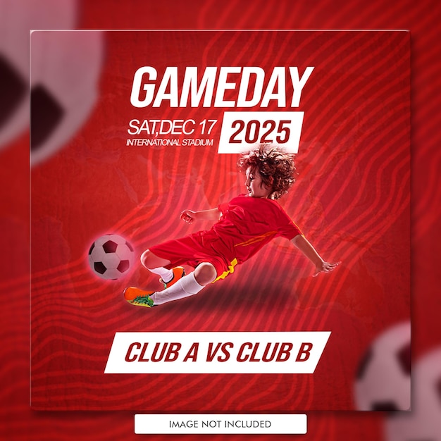 Gameday soccer football schedule club square social media banner or flyer