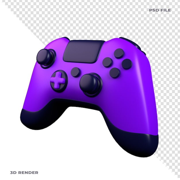 Gamepad joystick illustrazione 3d tema viola scuro