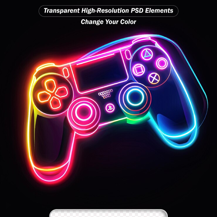 PSD gamepad neonskilt lysende skilt lysbanner spil joystick logo neon emblem
