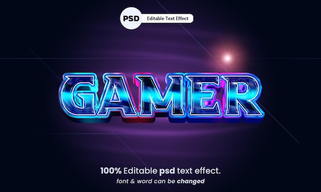 Effetto testo giocatore psd modificabile gamer 3d