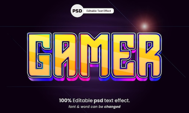 Effetto testo giocatore psd modificabile gamer 3d