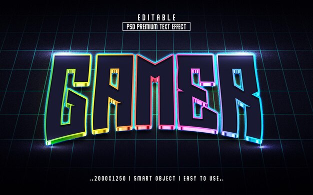 PSD gamer 3d editable psd text effect style