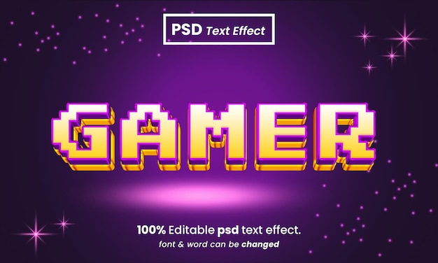 PSD Геймер 3d редактируемый текстовый эффект psd
