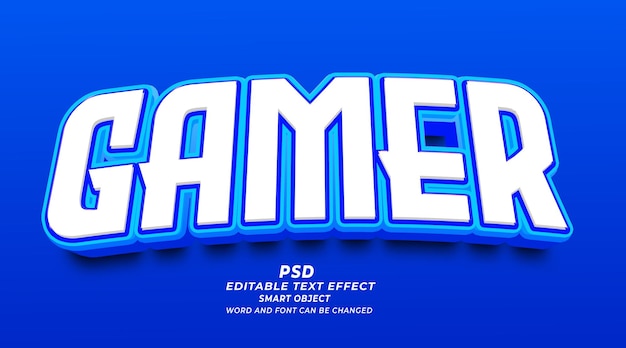 PSD gamer 3d editable text effect psd template smart object