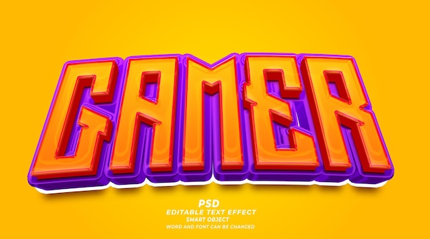 Gamer 3d editable text effect PSD template