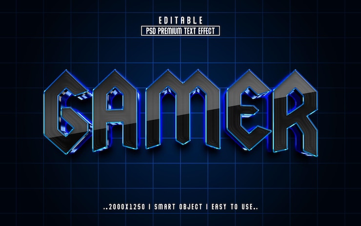 PSD gamer 3d editable text effect style template