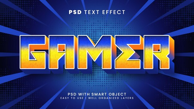 Gamer 3d editable text effect with esport and stream font style