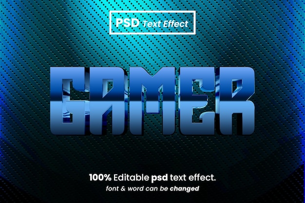 PSD Геймер 3d редактируемый текстовый эффект