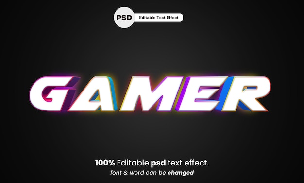 PSD gamer 3d editable text effect