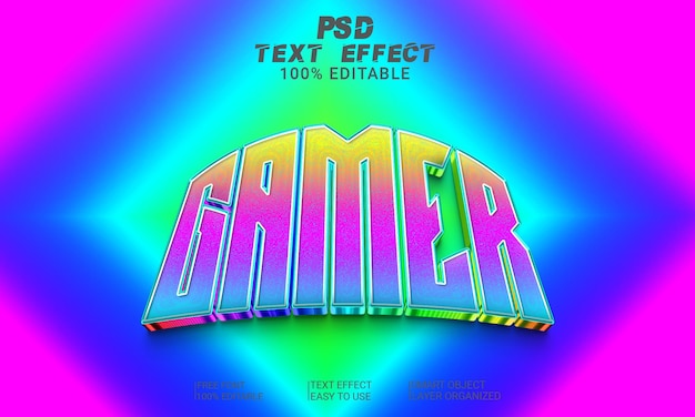 Gamer 3d Text Effect Style Plik Psd