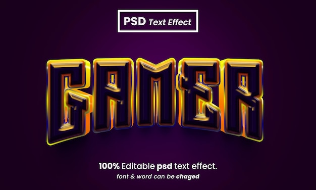 PSD gamer colorful premium 3d editable psd text effect