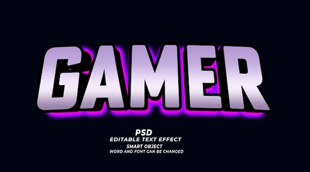 Gamer PSD 3D Bewerkbare teksteffect Photoshop sjabloon