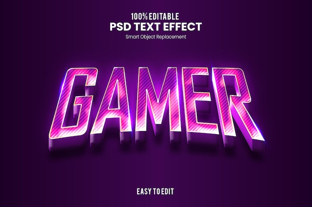 PSD gamer purple современный и футуристический крутой текстовый эффект esport