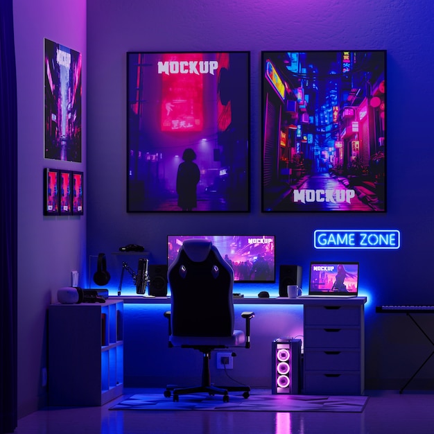 Gamer room mockup design