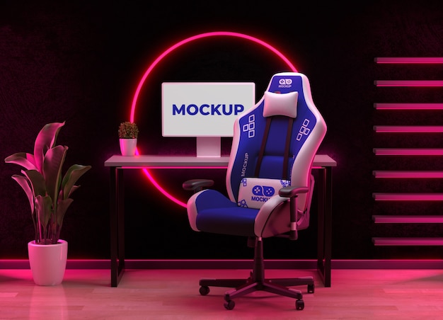 Gamer room setup mockup