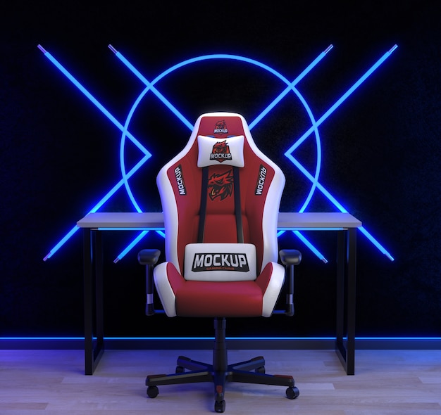 PSD gamer room setup mockup