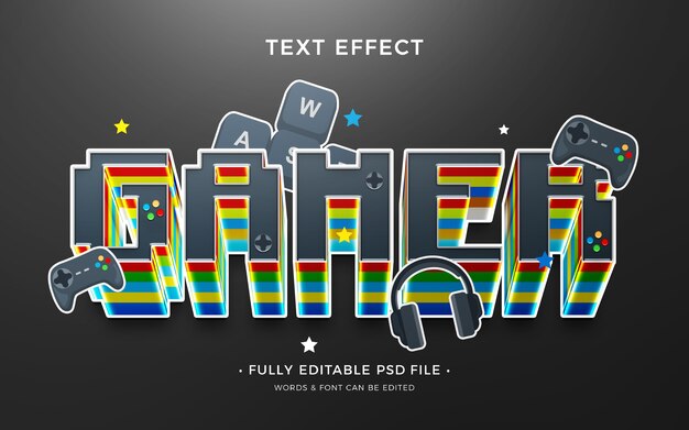 PSD gamer  text effect