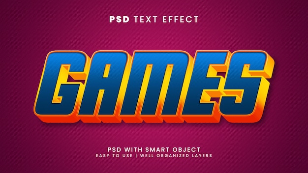 Games 3d text effect editable text style