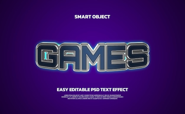 GAMES PSD SMART OBJECT EASY EDITABLE TEXT EFFECT