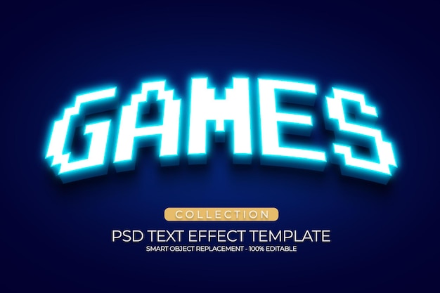 Games text effect custom with acrilic light blue color