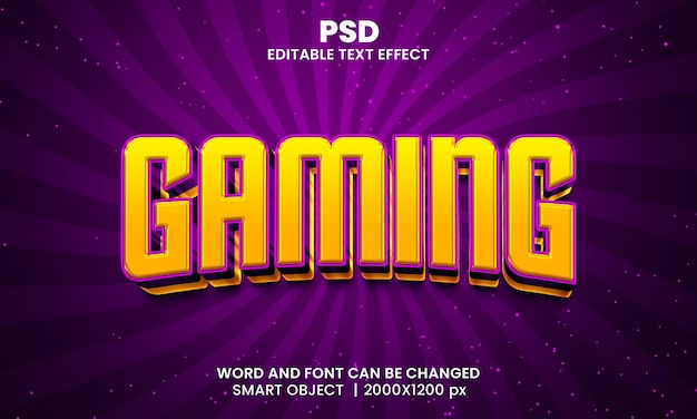 PSD gioco 3d modificabile in stile effetto testo photoshop con sfondo