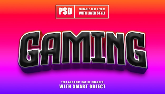 PSD gaming 3d editable text effect with smart object