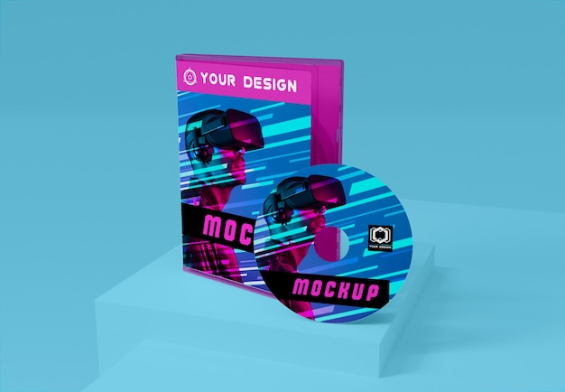 PSD imballaggio astratto di gioco e mockup di cd