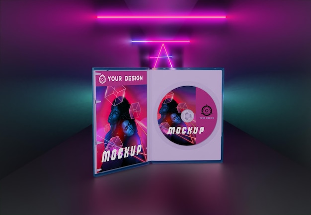 PSD imballaggio astratto di gioco e mockup di cd