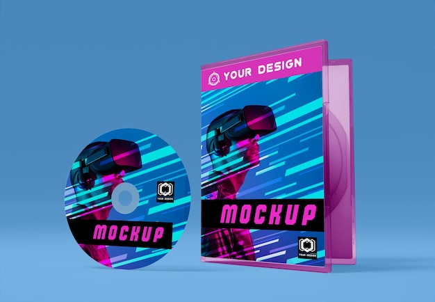 Gaming abstracte verpakking en cd-mockup