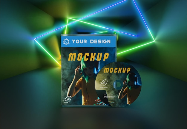 PSD gaming abstracte verpakking en cd-mockup