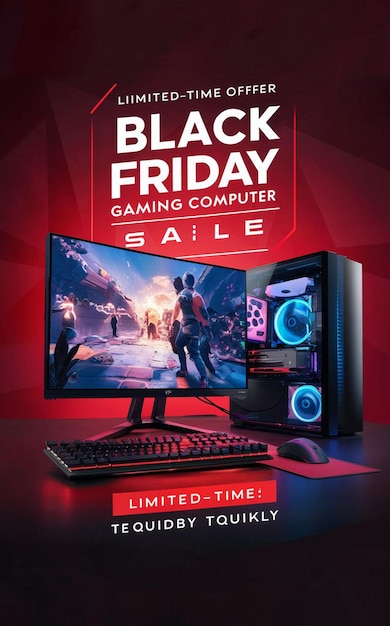 Gaming computer black friday super sale modello di progettazione di post sui social media