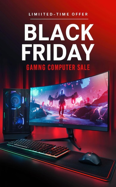 Gaming computer black friday super sale modello di progettazione di post sui social media