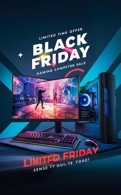 Gaming computer black friday super sale modello di progettazione di post sui social media