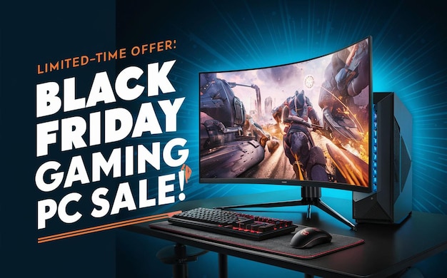 Gaming computer black friday super sale modello di progettazione di post sui social media