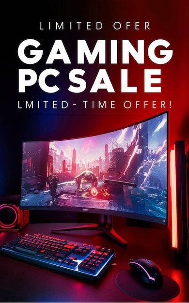 PSD gaming computer black friday super sale modello di progettazione di post sui social media