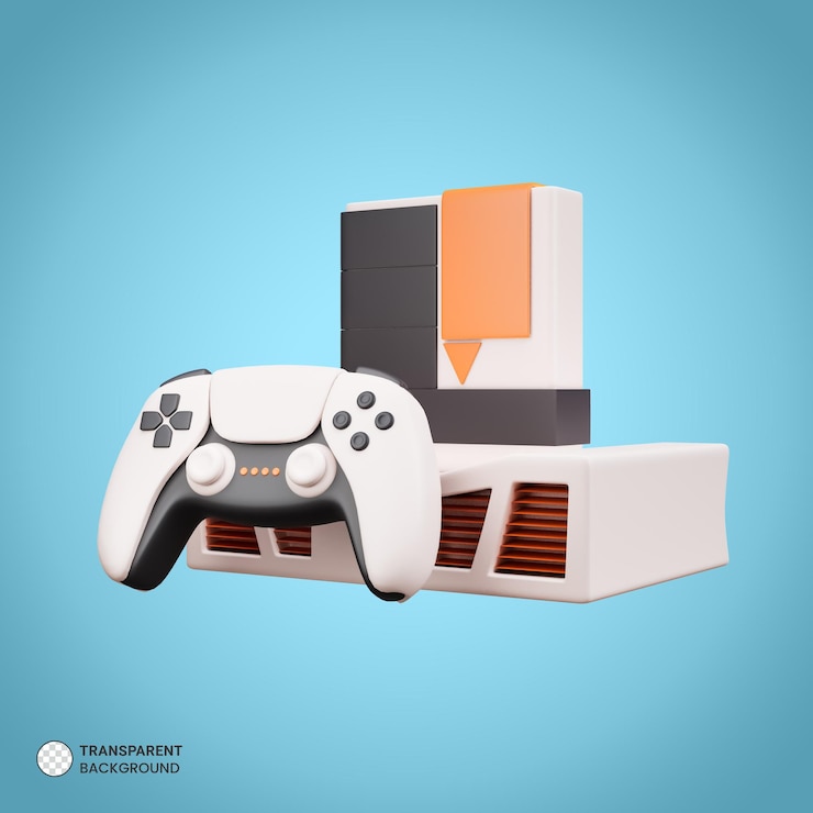 PSD игровая консоль с иллюстрацией 3d рендеринга игрового контроллера