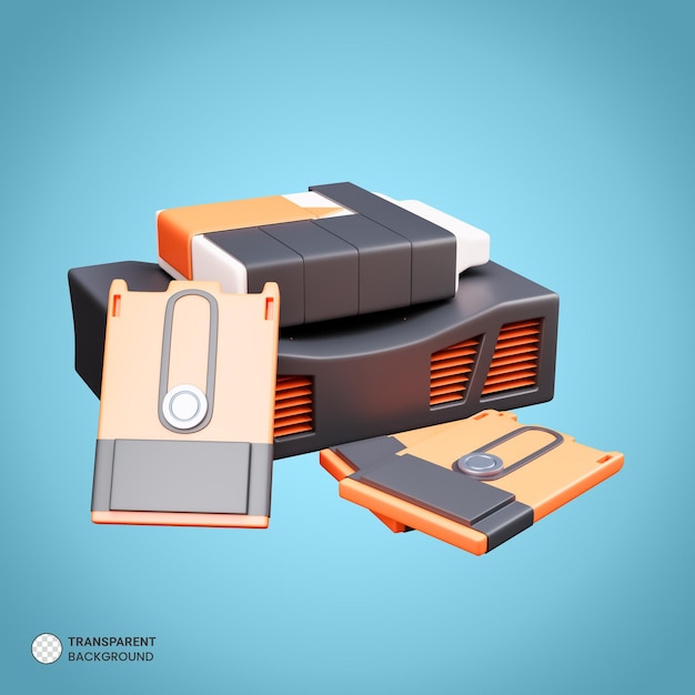 Gaming console with game controller 3d render illustration