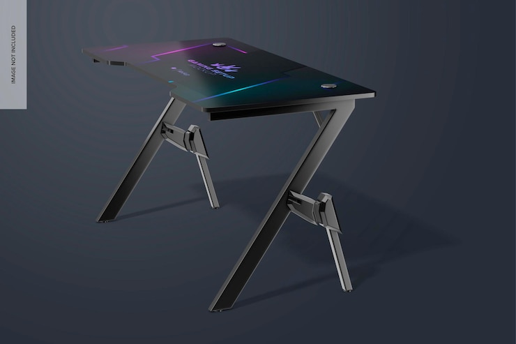 PSD gaming desk mockup left view