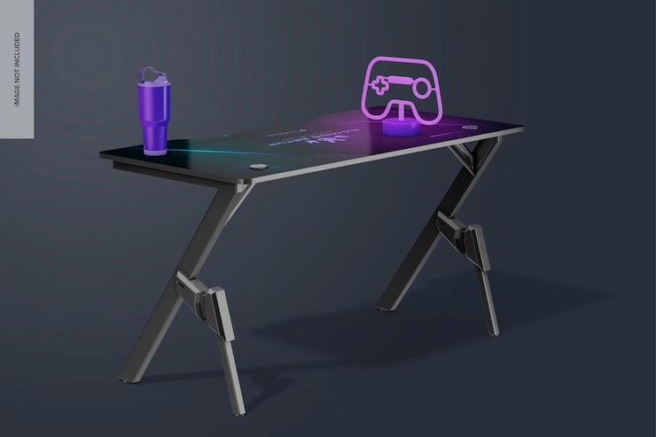 PSD gaming desk mockup right view