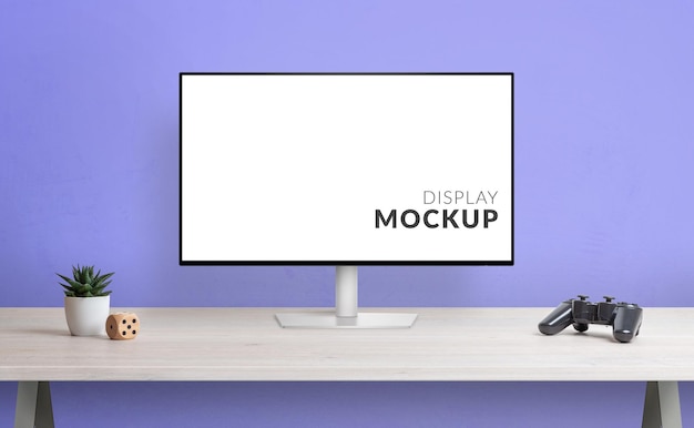 Gaming display mockup on desk