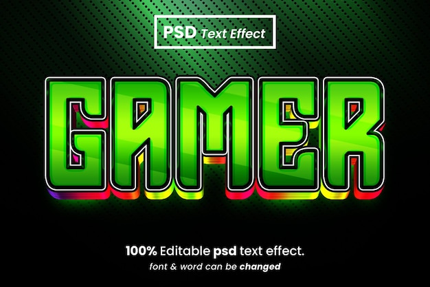 Gaming editable 3d text effect