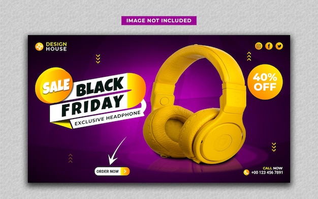 PSD gaming headphone promo social media post and web banner template