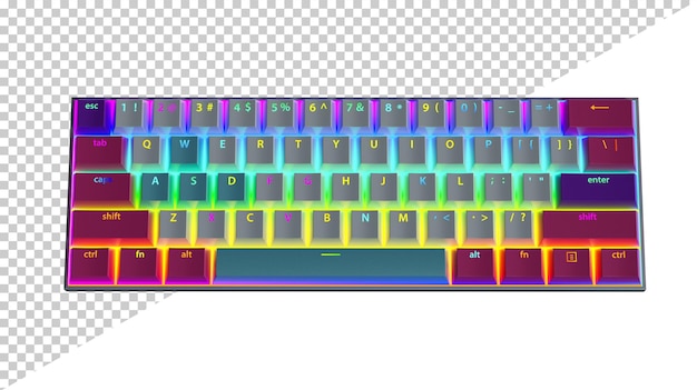 Игровая клавиатура с rgb-подсветкой 3d-рендеринг клавиатура с подсветкой цветная клавиатура