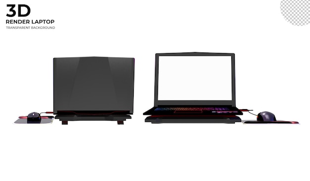 Gaming laptop computer on white background 3d rendering