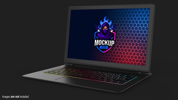 gaming laptop perspective view mockup