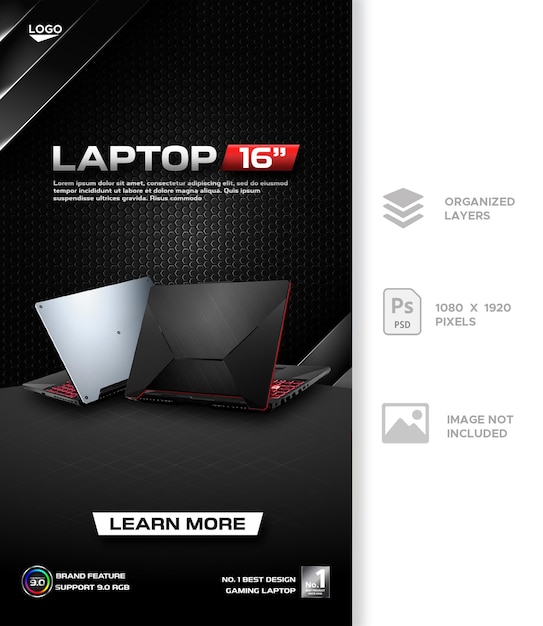 Gaming laptop product sale advertising social media stories