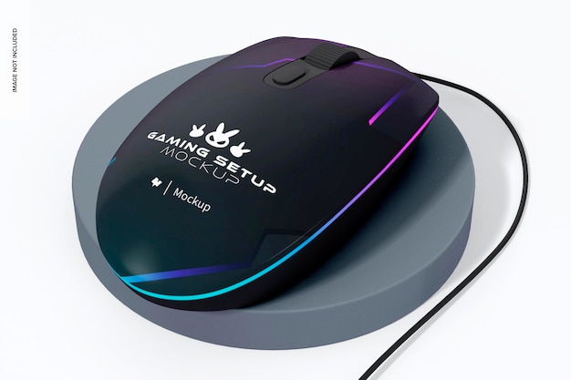 PSD gaming mouse mockup leaned