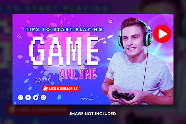 Gaming online youtube thumbnail template