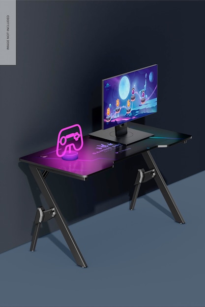 Gaming skrivebord mockup perspektiv