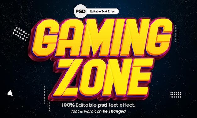 Gaming zone 3d editable text effect